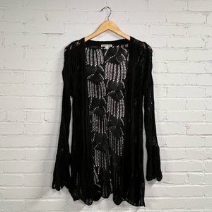 Moral Fiber Women's Small Black Crochet Cardigan